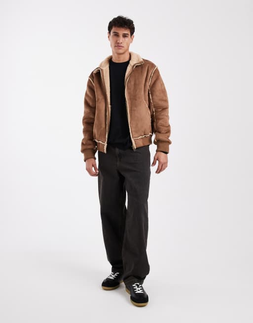 Cotton On faux shearling bomber jacket in tan, 2 of 5