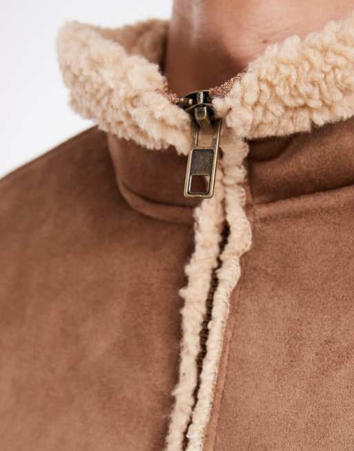 Cotton On faux shearling bomber jacket in tan, 5 of 5