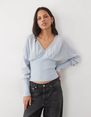 Cotton On Feather V Knit Top In Blue
