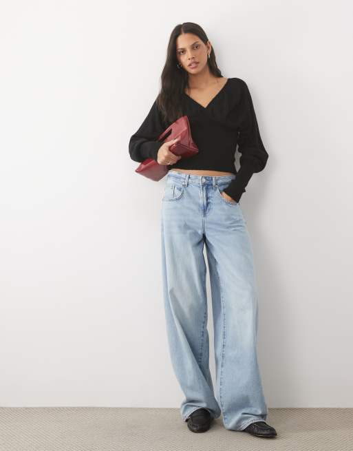 Cotton On Feather v knit top in black, 2 of 4