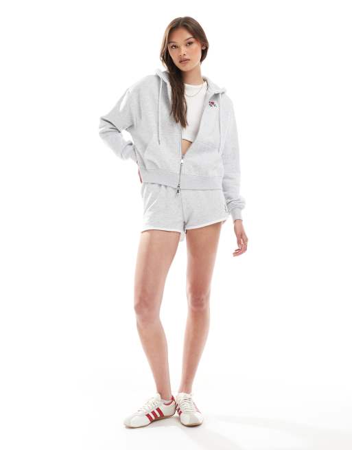 Cotton On - Felpa con cappuccio classica corta con zip in pile grigia, 3 di 4
