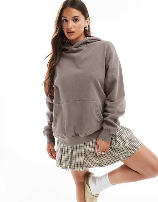 Cotton On - Felpa con cappuccio in jersey color moka slavato