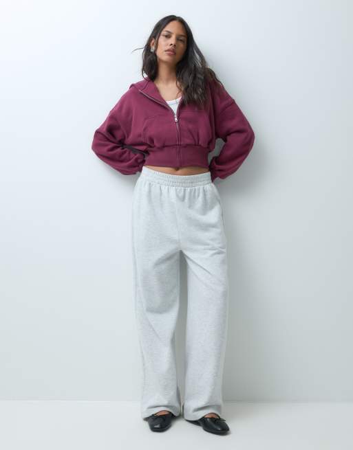 Cotton On felpa con cappuccio oversize con zip, slavata color dark fig, 1 di 5