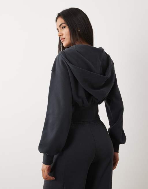 Cotton On - Felpa con cappuccio oversize nera con zip, 2 di 4