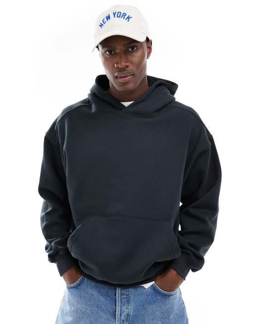 Cotton On - Felpa con cappuccio squadrata nera