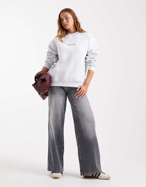 Cotton On - Felpa girocollo soffice grigio mélange con grafica, 2 di 4