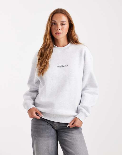 Cotton On - Felpa girocollo soffice grigio mélange con grafica, 4 di 4