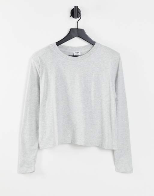 Cotton On - Felpa imbottita con spalline imbottite in grigio mélange