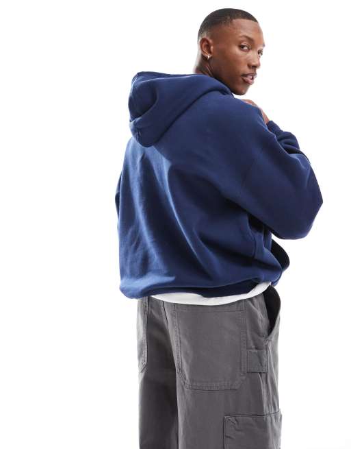 Cotton On - Felpa indaco squadrata con cappuccio, 4 di 4
