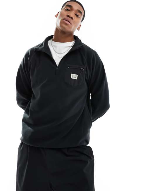 Cotton On - Felpa nera con zip corta e dettaglio 