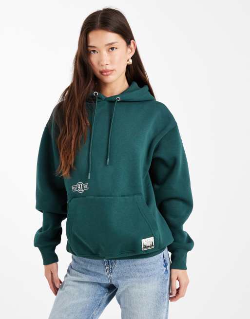 Cotton On - Felpa oversize premium color pino con cappuccio, 3 di 4