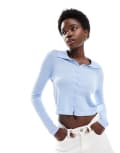 [Cotton On] Cotton On fine knit long sleeve knit polo in serene blue XS Serene blue