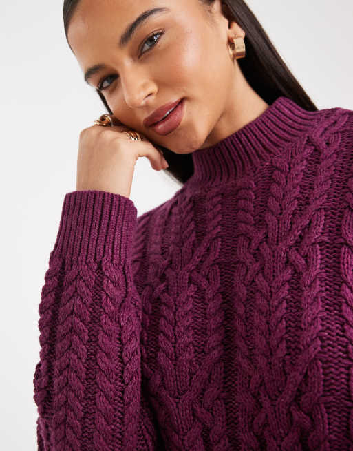 Cotton On – Fioletowy sweter z dzianiny o warkoczowym splocie, 2 z 4