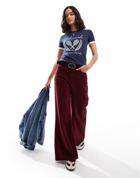 Cotton On fitted graphic longline tee in navy with lakeside graphic - view 1