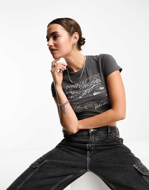 Cotton On fitted micro T-shirt with scenic graphic 