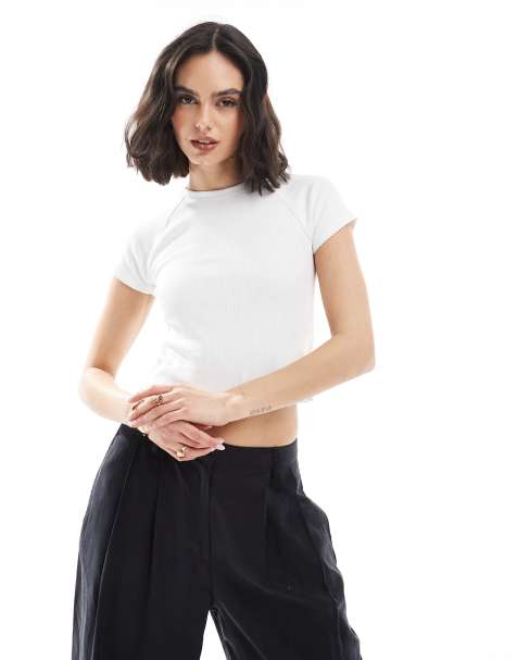 Cotton On fitted t-shirt in white pointelle - view 1