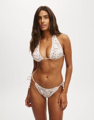 Cotton On Fixed tie side brazilian bikini bottom in off-white - IVORY - view 1