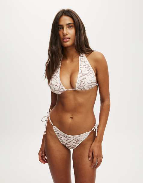 Cotton On Fixed tie side brazilian bikini bottom in off-white - view 1