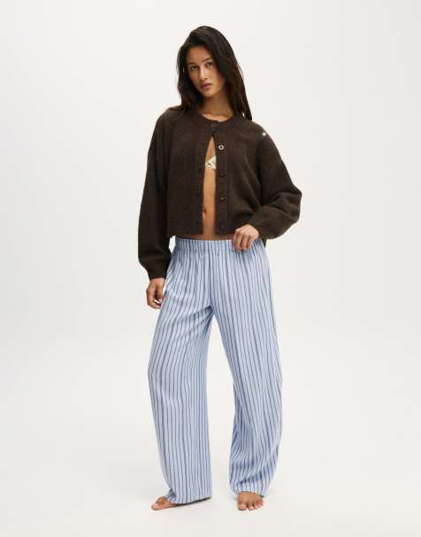 Cotton On Flannel barrel leg pant in blue - view 1