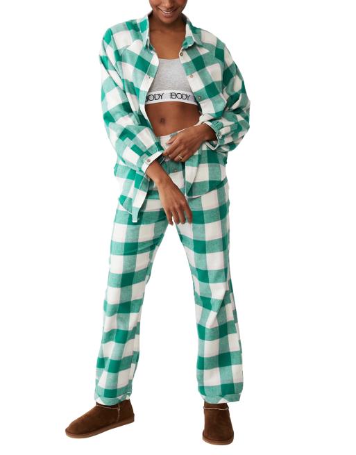 Cotton On flannel bed shirt in green plaid 