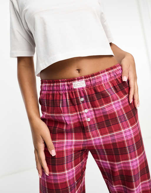 Cotton Pyjama Pants - Pink plaid