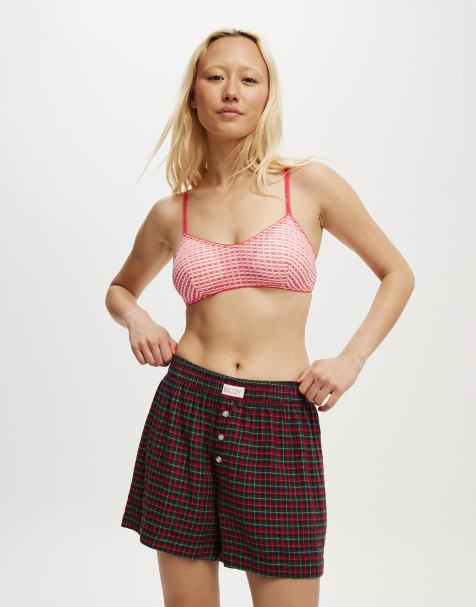 Cotton On Flannel boyfriend boxer short in red - view 1