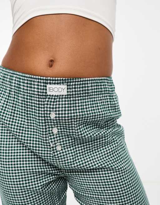 Cotton On flannel boyfriend boxer style pajama bottoms in green