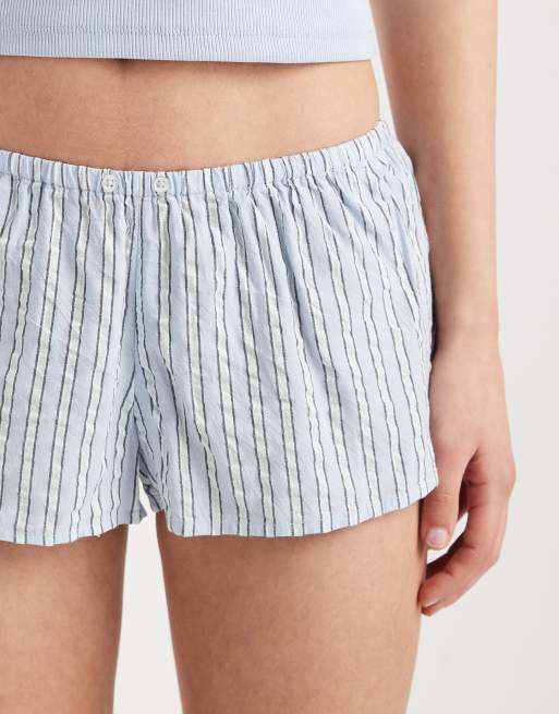 Cotton On flannel girlfriend short in violet blue stripe, 3 of 5