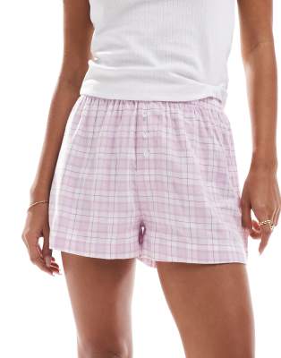 Cotton:On Cotton On flannel pajama boxer shorts in pink check