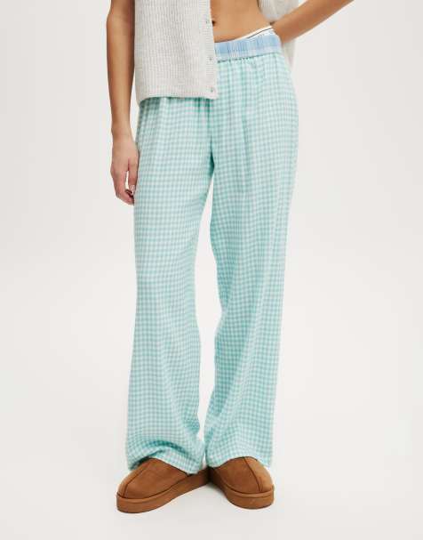 Cotton  On Flannel wide leg pant in light/pastel blue - view 1