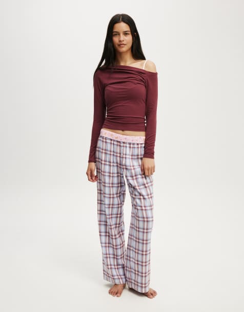 Cotton On Flannel wide leg pant in multi - view 1