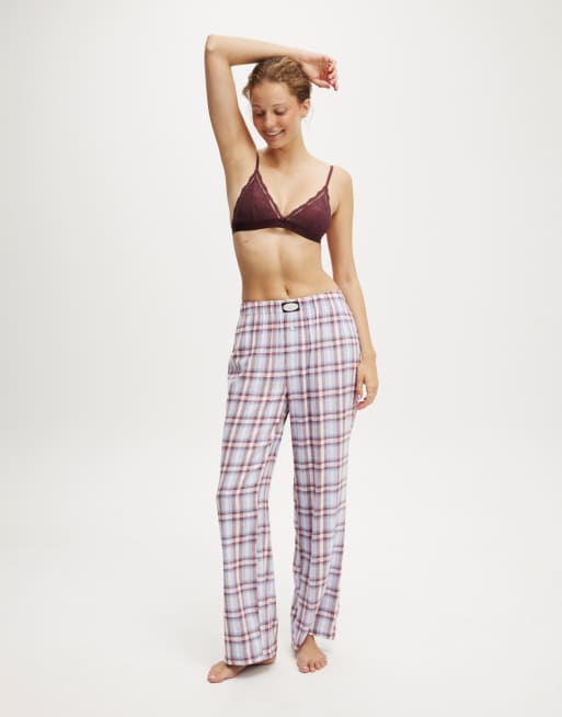 Cotton On Flannel wide leg pant in pink evie check - MULTI