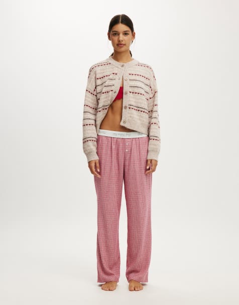 Cotton On Flannel wide leg pant in red - view 1