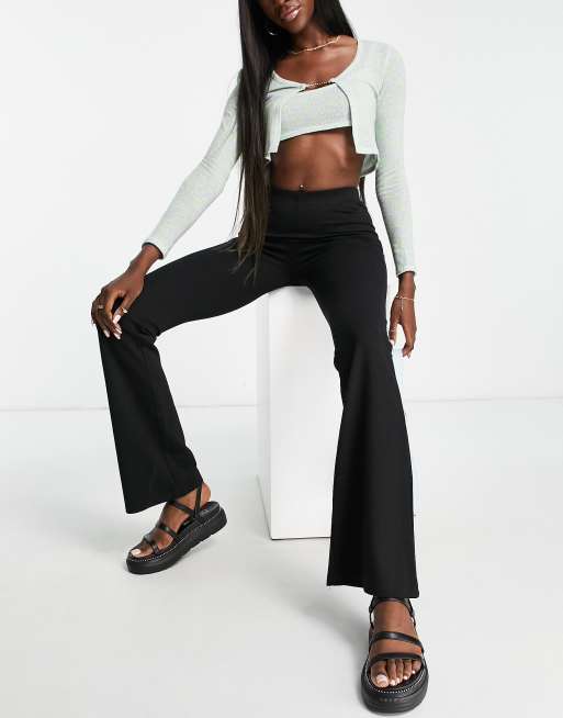 Cotton Flared Crop Pants in Black