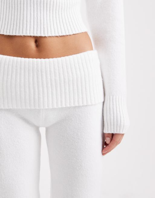 Cotton On – Flauschige Lounge-Hose in Kokosmilchweiß mit umgeschlagenem Bund, 4 von 4
