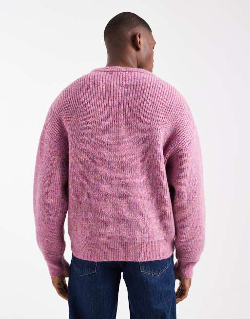 Cotton On – Flauschiger Boxy Fit Rundhals-Strickpullover in Rosa-Bunt, 3 von 5