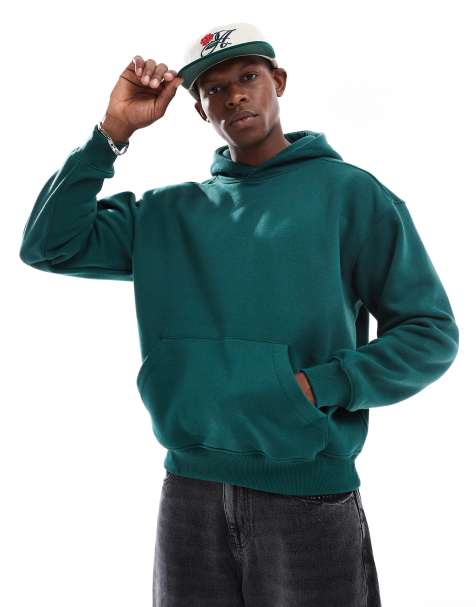 Cotton On - Fleece hoodie met rechte pasvorm in groen - view 1