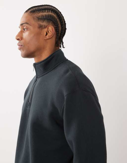 Cotton On – Fleece-Sweatshirt in Schwarz mit kurzem Reißverschluss, 4 von 5
