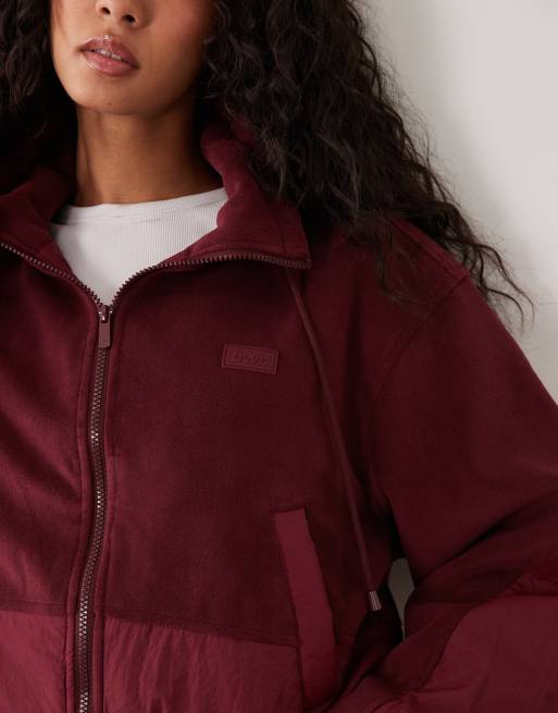 Cotton On fleecejakke med polstring i burgundy, 2 af 4