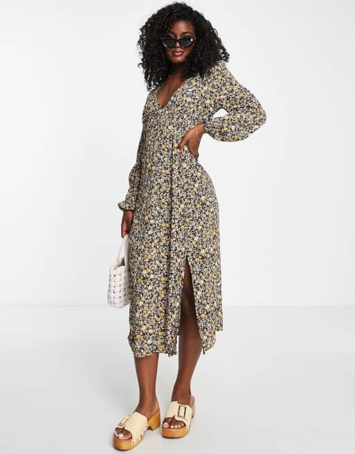 Cotton floral best sale midi dress