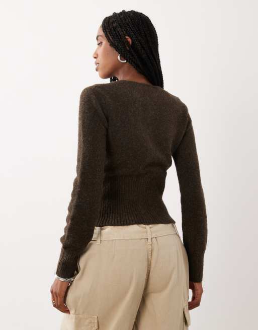 Cotton On fluffy strikket cardigan i blackcurrant, 4 af 4
