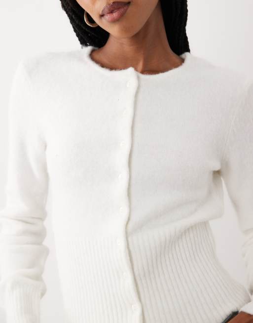Cotton On fluffy strikket cardigan i coconut milk, 3 af 4