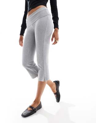 Cotton On fold over bella capri pants in grey marl