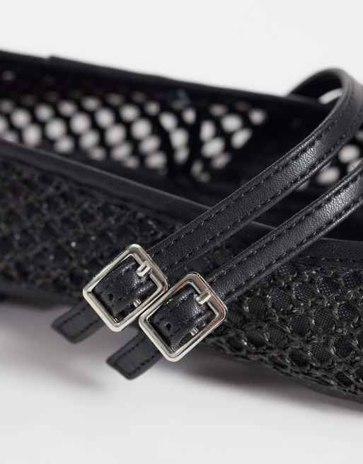 Cotton On Frankie textured strappy ballet flats in black, 4 of 4