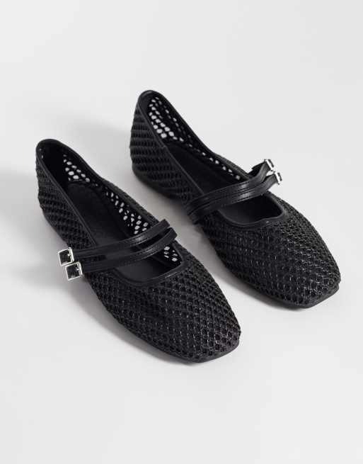 Cotton On Frankie textured strappy ballet pumps in black, 2 of 4