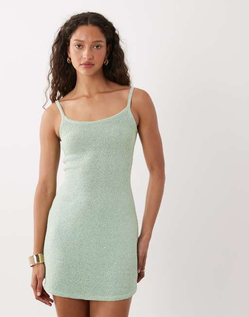 Cotton On – Funkelndes Mini-Strickkleid in Matcha-Grün, 2 von 4