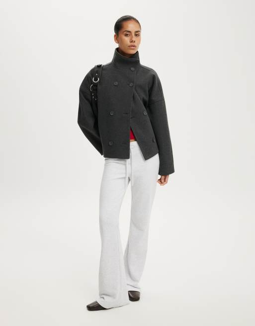 Cotton On Funnel neck coat in charcoal, 2 of 4