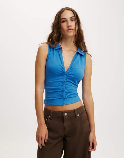 Cotton On Gathered front polo in blue - view 1