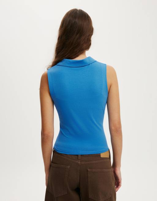 Cotton On Gathered front polo in blue, 4 of 4
