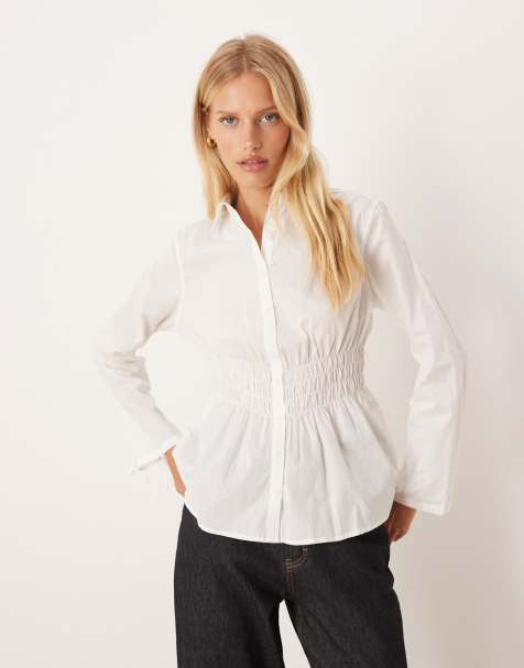 Cotton On Gathered long sleeve shirt in white - view 1